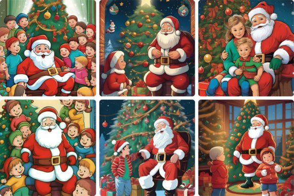 Download Santa and Kids Illustration - Kids illustration Collection