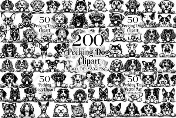 Download 200 Peeking Dogs Vector Art SVG PNG - Dog Collection