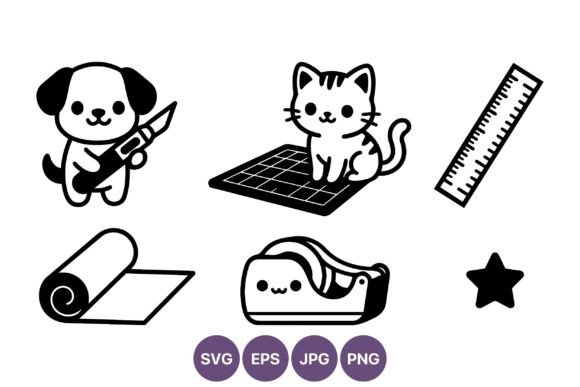 Download Cute Cartoon Dog and Cat Craft Supplies - Dog Collection