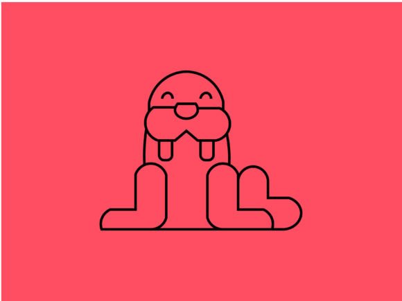 Download Kawaii Animal Walrus Line Background - Walrus Collection