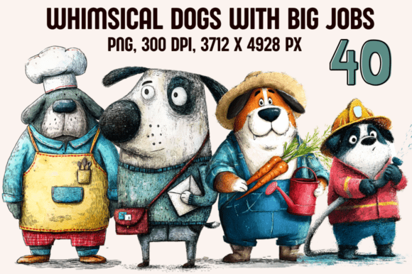 Download Whimsical Dogs with Big Jobs - Dog Collection