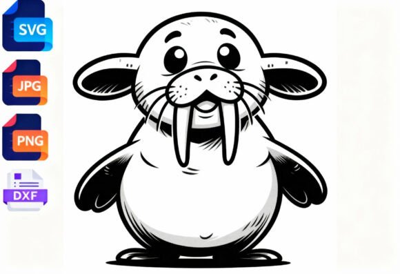 Download Cute Walrus Cartoon Animal SVG DXF PNG - Walrus Collection