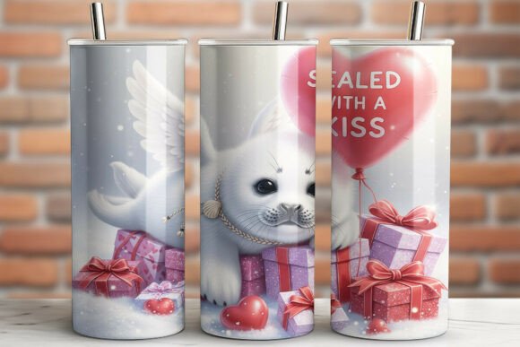 Download Valentine Cute Seal Tumbler Wrap PNG - Premium Resources